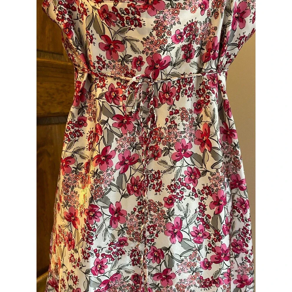 Adonna‎ Lingerie Spagetti Strap Nightgown Pink Print Silky Feel Size Large Sexy